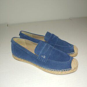 Sam Edelman Kai Leather Sueded Espadrilles Loafers in Blue Size 8.5 M